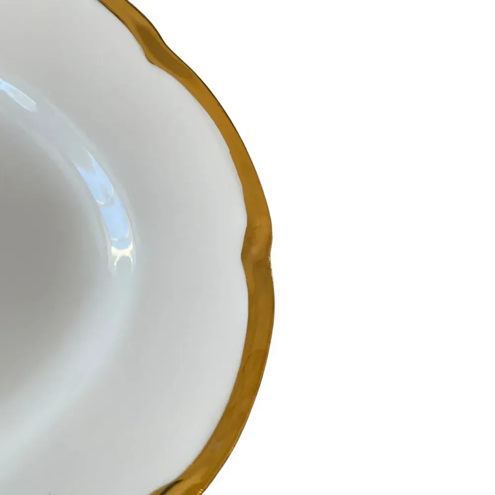 Yedi White Oval Serving Platter 14in Ceramic Gold Rim New
